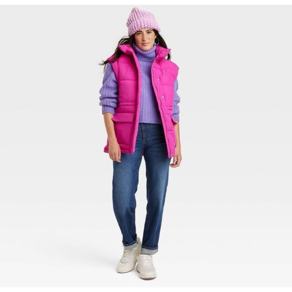 Universal Thread Full Zip Snap Quilted Puffer Ves… - image 3